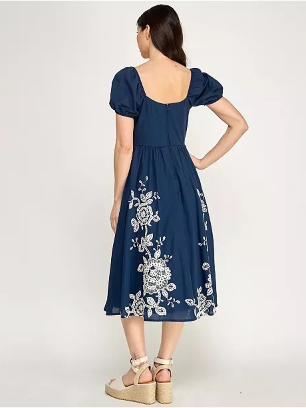 Row A Juniors' Embroidered Sweetheart Neck Midi Dress - Picture 2 of 4